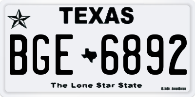 TX license plate BGE6892