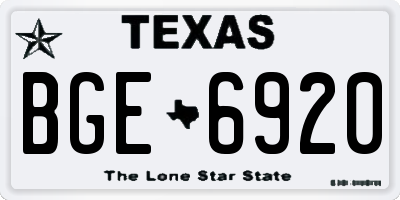 TX license plate BGE6920