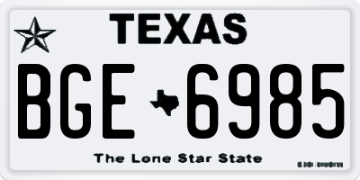 TX license plate BGE6985