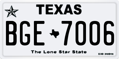 TX license plate BGE7006