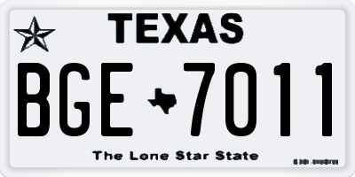 TX license plate BGE7011