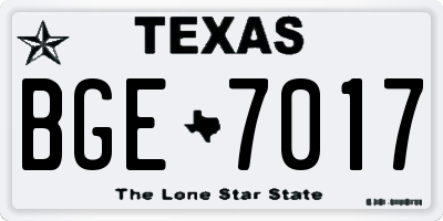 TX license plate BGE7017