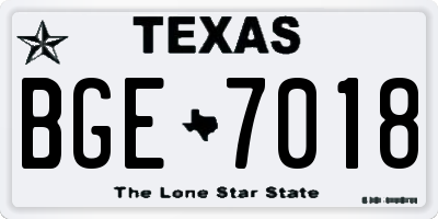 TX license plate BGE7018