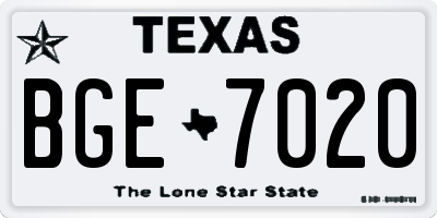 TX license plate BGE7020