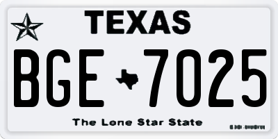TX license plate BGE7025