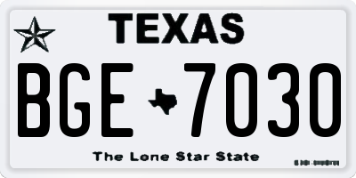 TX license plate BGE7030