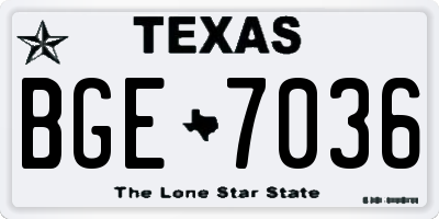 TX license plate BGE7036