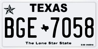 TX license plate BGE7058