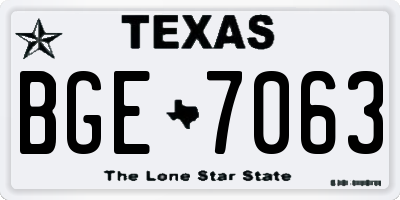 TX license plate BGE7063