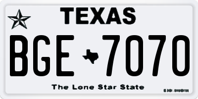 TX license plate BGE7070