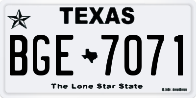 TX license plate BGE7071