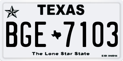 TX license plate BGE7103