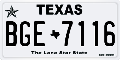 TX license plate BGE7116