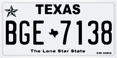 TX license plate BGE7138
