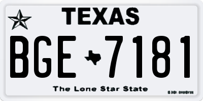 TX license plate BGE7181