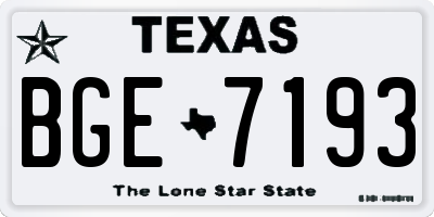 TX license plate BGE7193