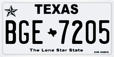 TX license plate BGE7205