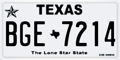 TX license plate BGE7214