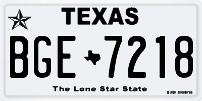 TX license plate BGE7218