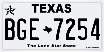 TX license plate BGE7254