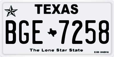 TX license plate BGE7258