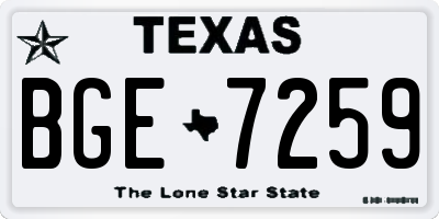 TX license plate BGE7259