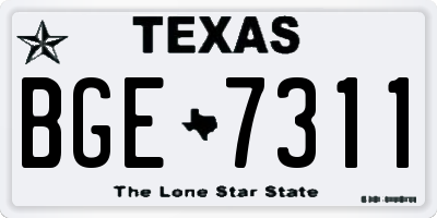 TX license plate BGE7311