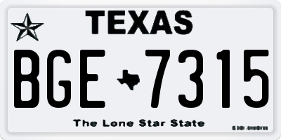 TX license plate BGE7315