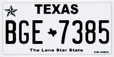 TX license plate BGE7385