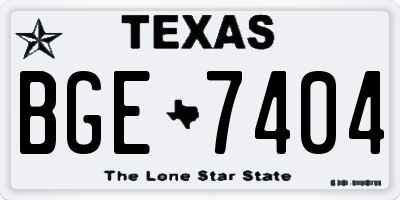 TX license plate BGE7404