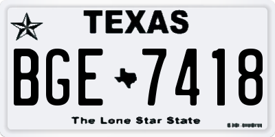 TX license plate BGE7418