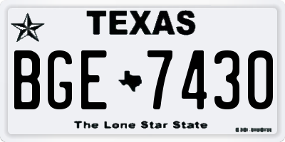 TX license plate BGE7430