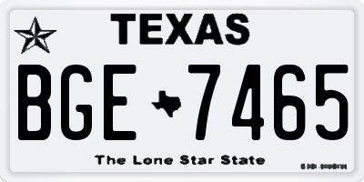TX license plate BGE7465