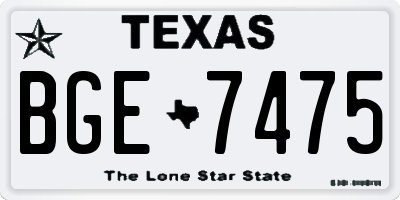TX license plate BGE7475