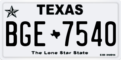 TX license plate BGE7540