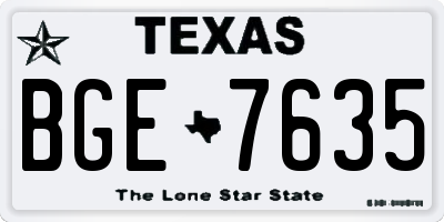 TX license plate BGE7635