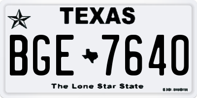 TX license plate BGE7640