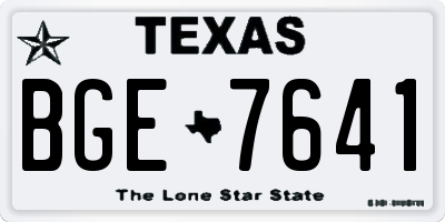 TX license plate BGE7641
