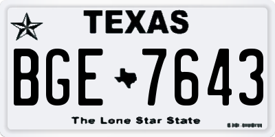TX license plate BGE7643