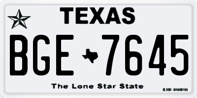 TX license plate BGE7645