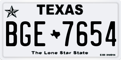 TX license plate BGE7654