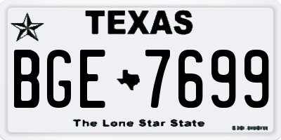 TX license plate BGE7699