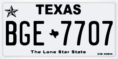 TX license plate BGE7707