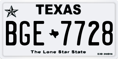 TX license plate BGE7728