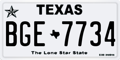 TX license plate BGE7734
