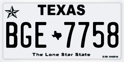 TX license plate BGE7758