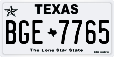 TX license plate BGE7765