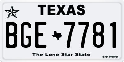 TX license plate BGE7781