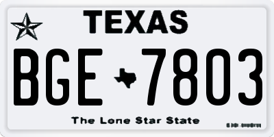 TX license plate BGE7803