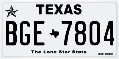 TX license plate BGE7804